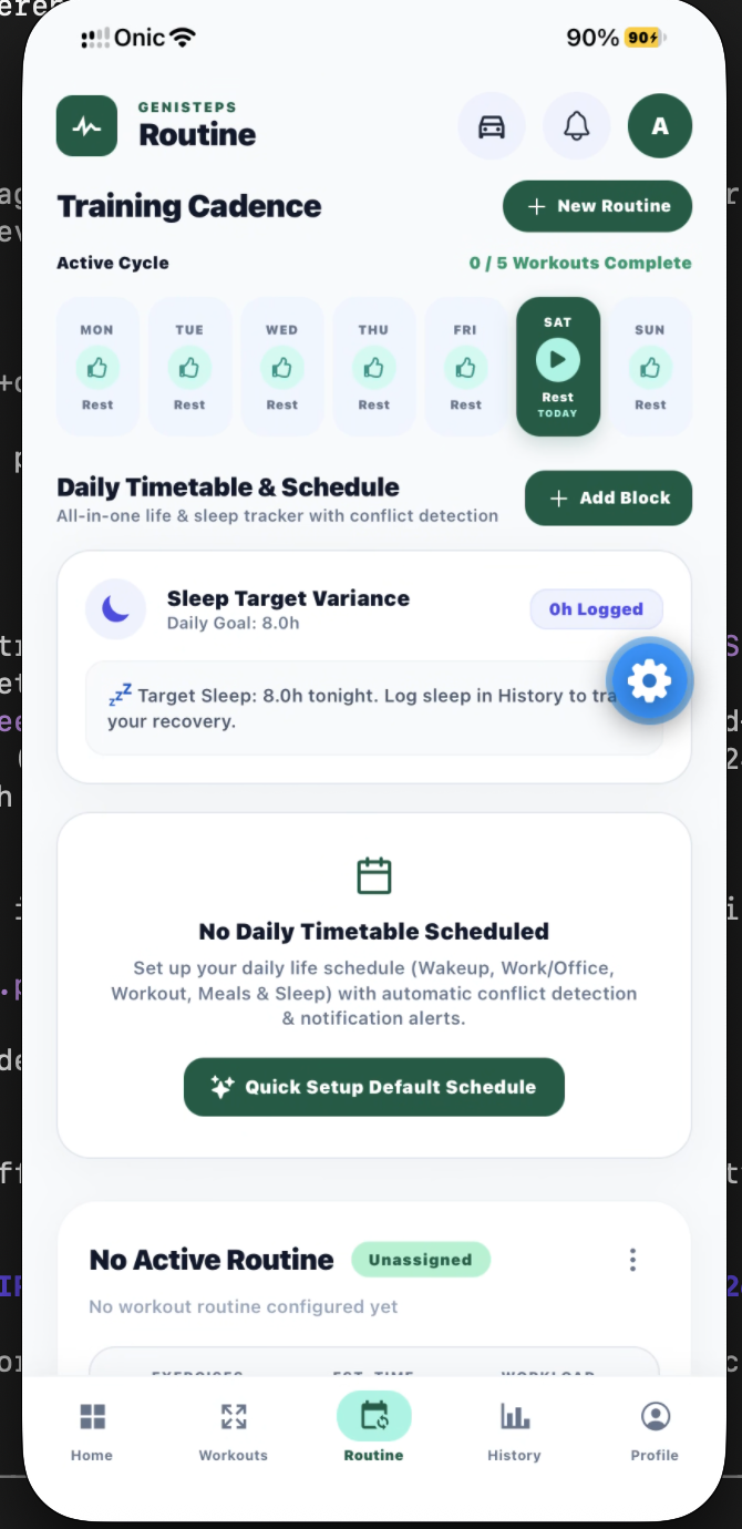 GeniSteps Routine Screen